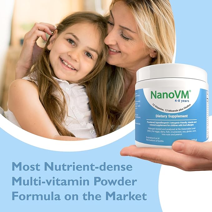 4-8歳向け アレルゲンフリーキッズマルチビタミン 無香料パウダー ビタミン14種・ミネラル13種配合 低炭水化物ビタミンサプリメント 275g - Solace Nutrition