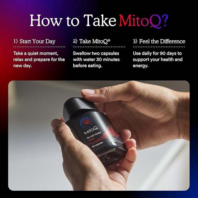 MitoQピュア アドバンスト ミトコンドリアサプリメント CoQ10を凌ぐ生体利用率 | 活性酸素ダメージを軽減し、健康的なエイジング、代謝、心臓の健康、エネルギー、体力、運動能力をサポート