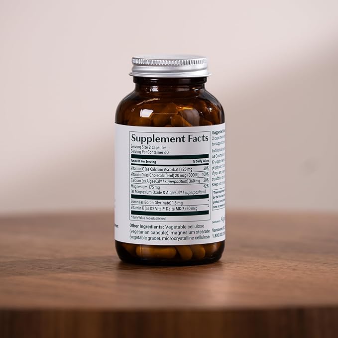 ALGAECAL Organic Red Algae Calcium Supplement for Bone Density, Vitamin K2 MK7 (100mg), Vitamin D3 (1600 IU), Magnesium (350mg) & Trace Minerals & Strength, Easy to Swallow, 120 Veggie Caps
