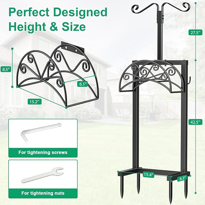 TomCare Garden Hose Holder Heavy Duty Water Hose Holder Holds 160 FT Hoses 4 Spikes Hose Reel Freestanding Hose Hanger Sturdy Hose Storage Stand for Outside Yard Lawn