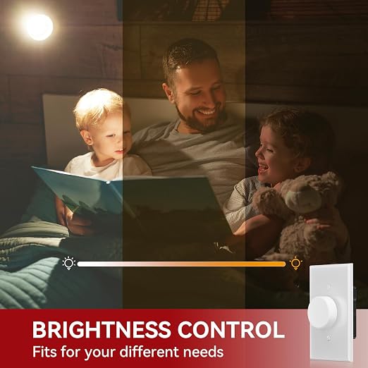 AIDA Digital Light Toggle Dimmer Switch for Dimmable LED, CFL & Incandescent Bulbs, Single Pole/3-Way, Screwless Wall Plate Included, UL Listed, No Neutral Wire, 1 Pack