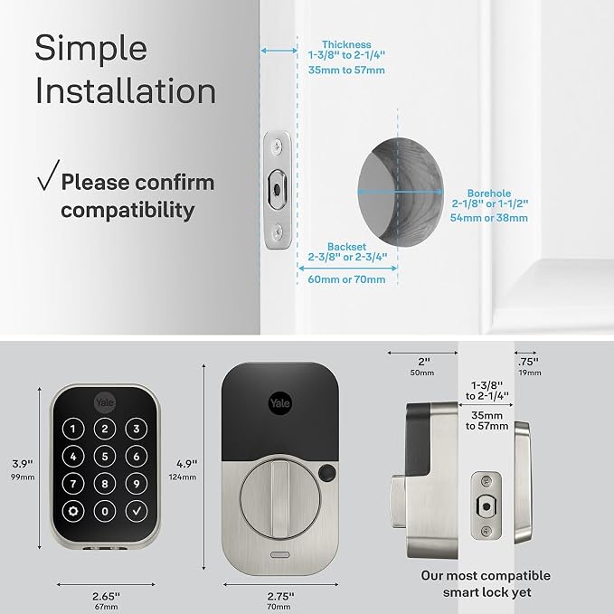 Yale Assure Lock 2 Plus Apple Home Keys, Black Suede Keyless Entry Door Lock with Wi-Fi Connected Touchscreen Keypad for Code Entry, YRD450-N-CB1-BSP