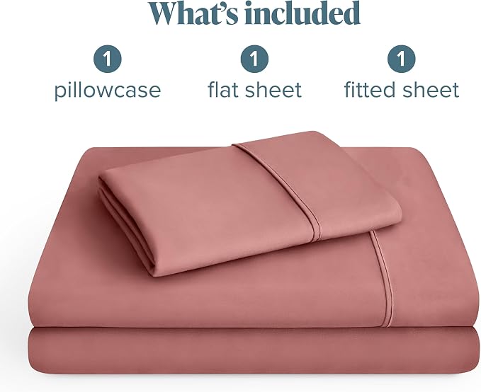 Bare Home Twin Sheet Set - 1800 Ultra-Soft Microfiber Twin Bed Sheets - Double Brushed - Deep Pockets - Easy Fit - 3 Piece Set - Bedding Sheets & Pillowcases (Twin, Dusty Rose)