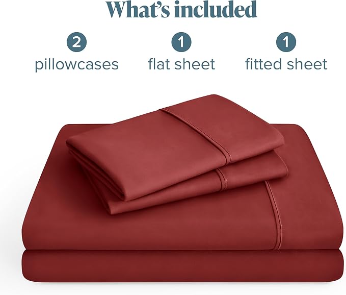 Bare Home Queen Sheet Set - 1800 Ultra-Soft Microfiber Queen Bed Sheets - Double Brushed - Deep Pockets - Easy Fit - 4 Piece Set - Bedding Sheets & Pillowcases (Queen, Rosewood)