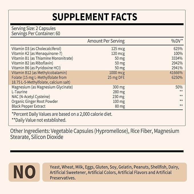 L Methylfolate 15mg Plus Methyl B12 - Methylated Vitamin B9 (5-MTHF) Supplement for Brain Health, Mood & Energy- High Absorption 12-IN-1 Methyl Folate - Third-Party Tested (120 Vegan Capsules)