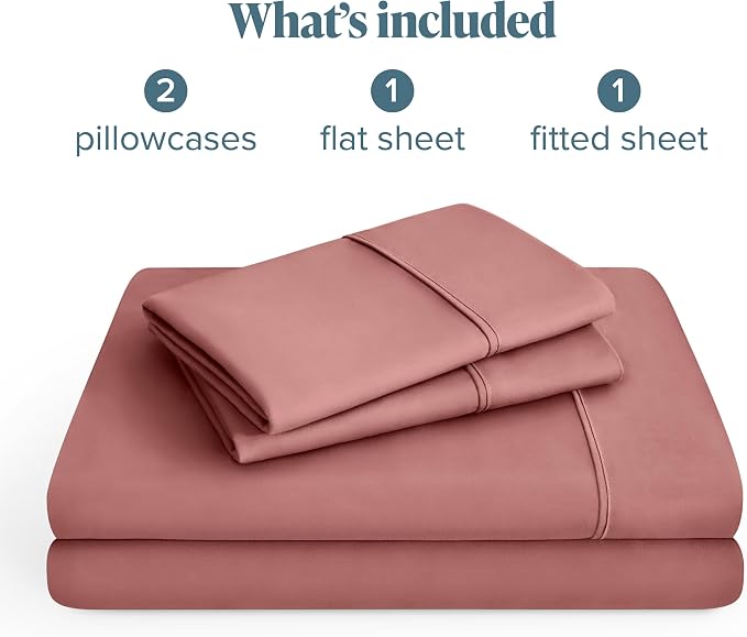 Bare Home Queen Sheet Set - 1800 Ultra-Soft Microfiber Queen Bed Sheets - Double Brushed - Deep Pockets - Easy Fit - 4 Piece Set - Bedding Sheets & Pillowcases (Queen, Dusty Rose)