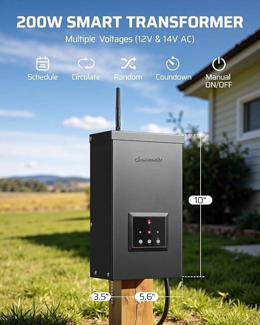 DEWENWILS Smart Low Voltage Landscape Transformer 200W, 3 Independent Outputs, 120V AC to 12V/14V AC, Landscape Lighting Transformer with Schedule & Timer, Compatible with Alexa & Google Assistant