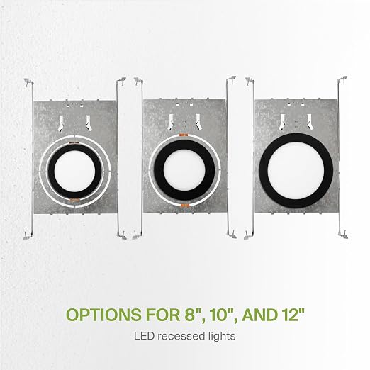 ASD 12 Pack New Construction Mounting Plate Round Hole - 8/10/12 Inch Adjustable Galvanized Steel Wafer Light Rough In Plate, Universal Light Fixture Mounting Bracket with Extendable Hanger Bars