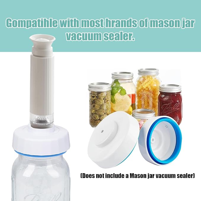 Manual Vacuum Seal Pump for Food Storage, Food Saver Vacuum Sealer Handheld for Sous Vide Bags & Vacuum Containers, Jar Vacuum Sealer for Wide & Regular Mouth Mason Jars (Only Pump)