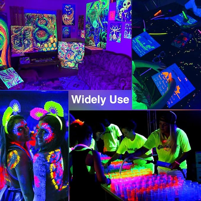 Onforu 2 Pack 38W LED Black Lights, Blacklight Flood Light with Plug, IP66 Waterproof, for Halloween Party, Glow in The Dark, Stage Lighting, Aquarium, Body Paint, Fluorescent Poster, Neon Glow,Black