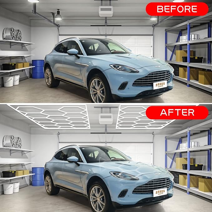 LZHOME Updated Bigger Size Hexagon LED Garage Light: Ultra-Bright Hex Ceiling Lights, Hexagon led Lights for Garage Warehouse Workshop Gym Basement