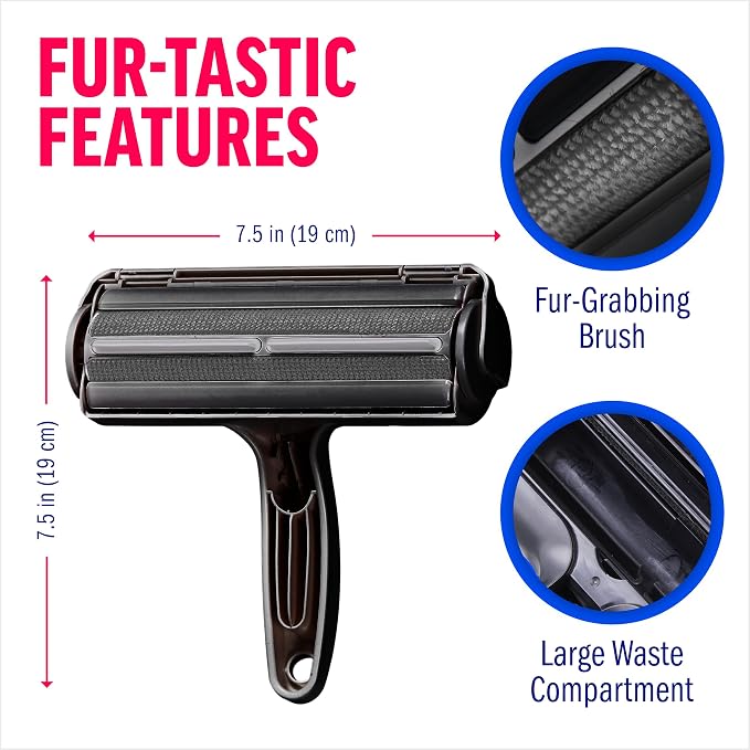 ChomChom Roller Pet Hair Remover and Reusable Lint Roller - Original White, Black Cat and Dog Hair Remover