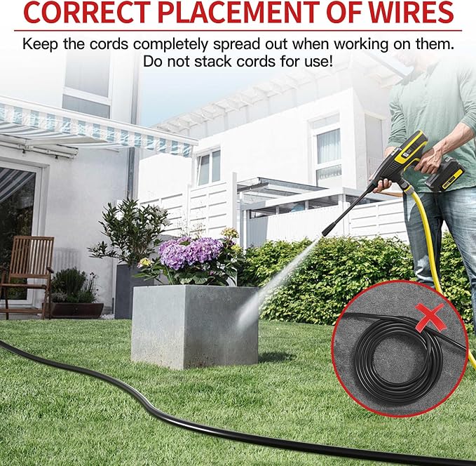 16/3 100 Ft Outdoor Extension Cord Waterproof, Weatherproof & Flame Retardant Black 3 Prong Power Cord Outside for Lawn & Garden, 16AWG 10A 1250W 125V SJTW ETL Listed