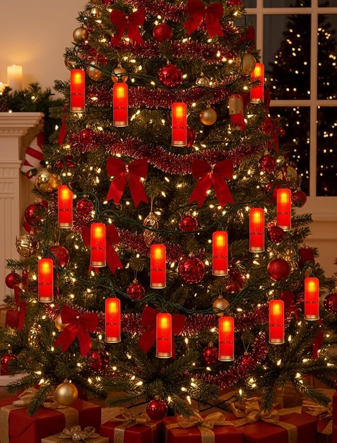 8.5Ft LED Shotgun Shell Christmas Light Outdoor, Christmas Decorations Lights with 10 LED Red Bullets Bulbs, Hanging Bullets String Lights for Patio Garden Backyard Party Xmas Tree Decor, Green Wire