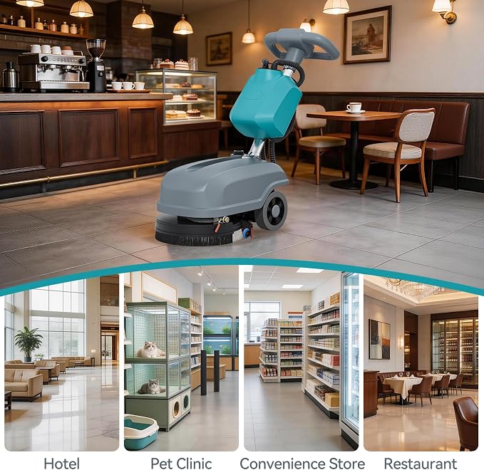 C3 15" Walk-Behind Commercial Floor Scrubber Machine, 500W Motor | 6 Gal Recovery Tank | 23" Suction Width | Brush Speed 200 RPM | 24,000 Sqft/h Coverage | Complete Set of Parts.