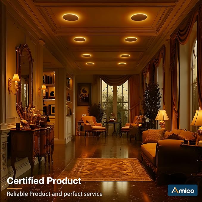 Amico 12 Pack 8 Inch 5CCT LED Recessed Ceiling Light with Night Light, 2700K/3000K/3500K/4000K/5000K Selectable Ultra-Thin Recessed Lighting, 18W=120W, 1600LM, Dimmable Canless Wafer Downlight ETL&FCC