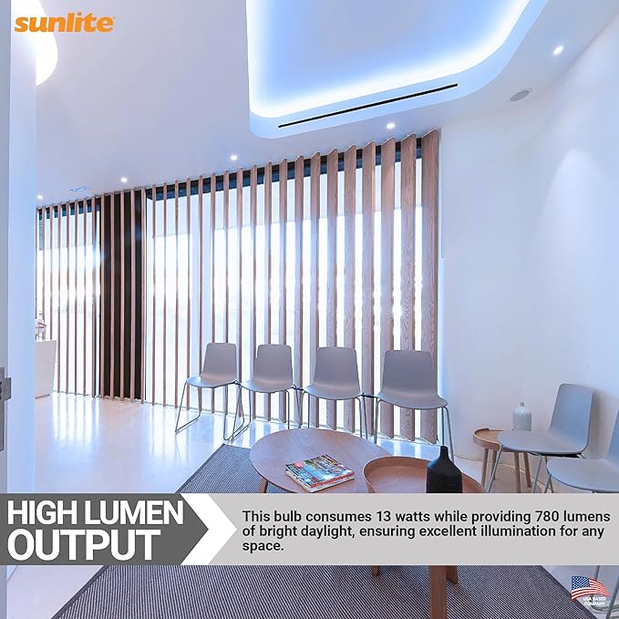 Sunlite PLD13/E/SP65K Compact Fluorescent PLD 4-Pin Double U-Shaped Twin Tube, 13 Watts, 120 Volts, 780 Lumens, 6500K Daylight, 4-Pin G24q1 Base, 10 Pack