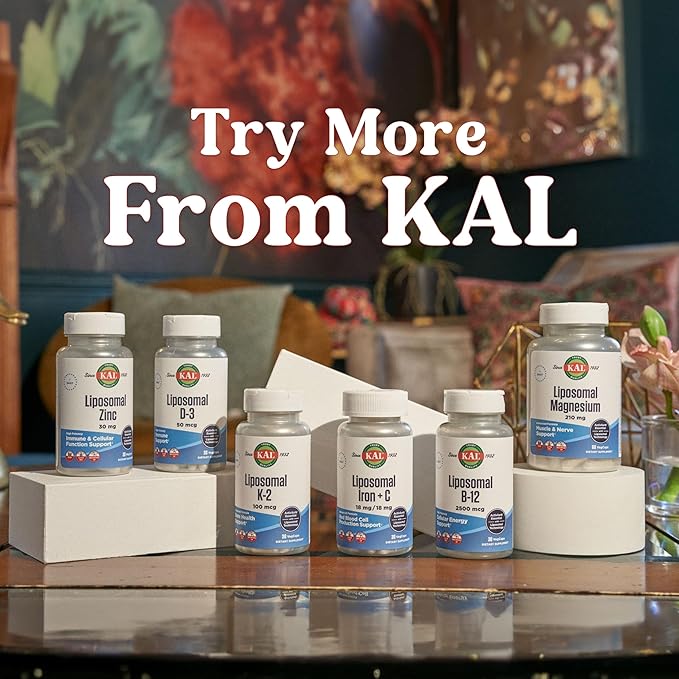 KAL Lot de suppléments Liposomal Vitamine K2 Plus D3, Absorption élevée, Technologie liposomale, Gélules végétaliennes, 30 portions
