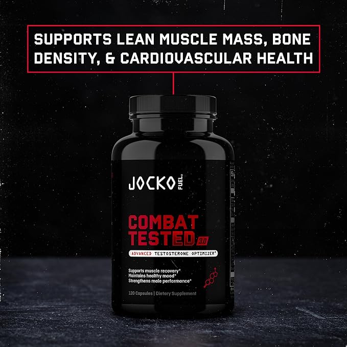 Jocko Fuel Test Booster for Men - Natural Endurance, Stamina, & Strength Booster - Muscle Builder for Men & Nitric Oxide Support with Ginger Root, Shilajit, & Tongkat Ali, 120ct (30 Servings)
