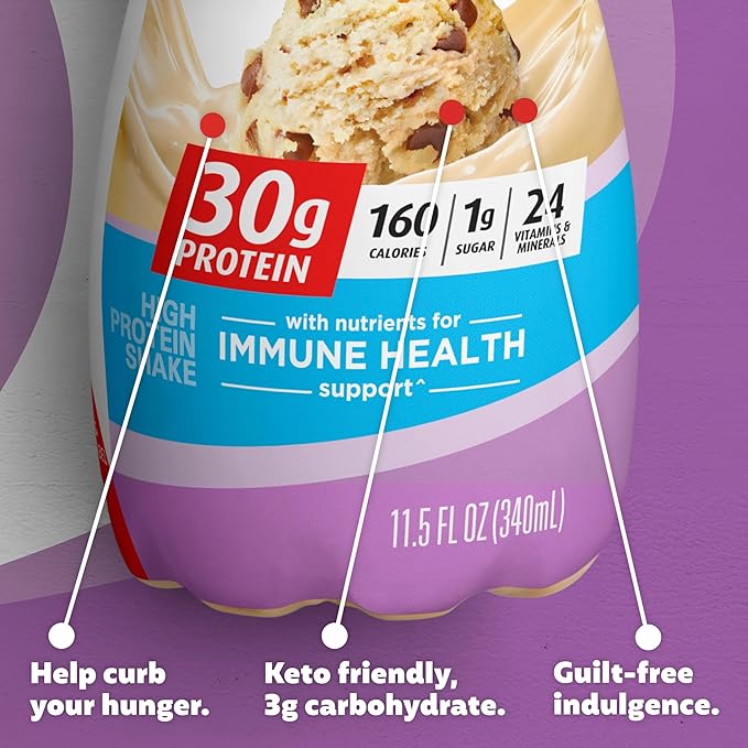 Premier Protein Shake, Cookie Dough, 30g Protein, No Added Sugar, 24 Vitamins & Minerals to Support Immune Health, 11.5 fl oz (24 Pack)