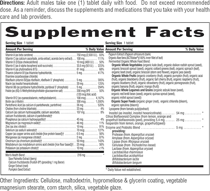 Country Life Core Daily-1 for Men - Multivitamine avec probiotiques, palmier nain, extrait de graines de citrouille et vitamines B coenzymées - Sans gluten et végétarien - 60 comprimés