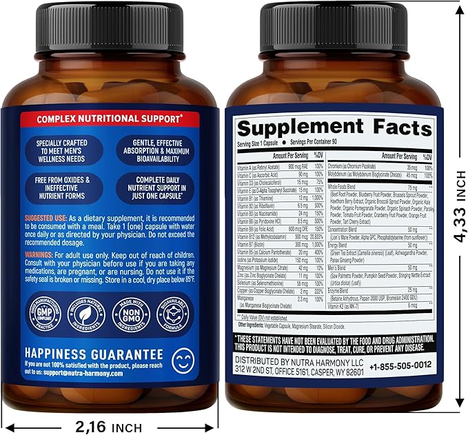 NUTRAHARMONY ビタミンD3 K2 & マルチビタミン(男性用)カプセル