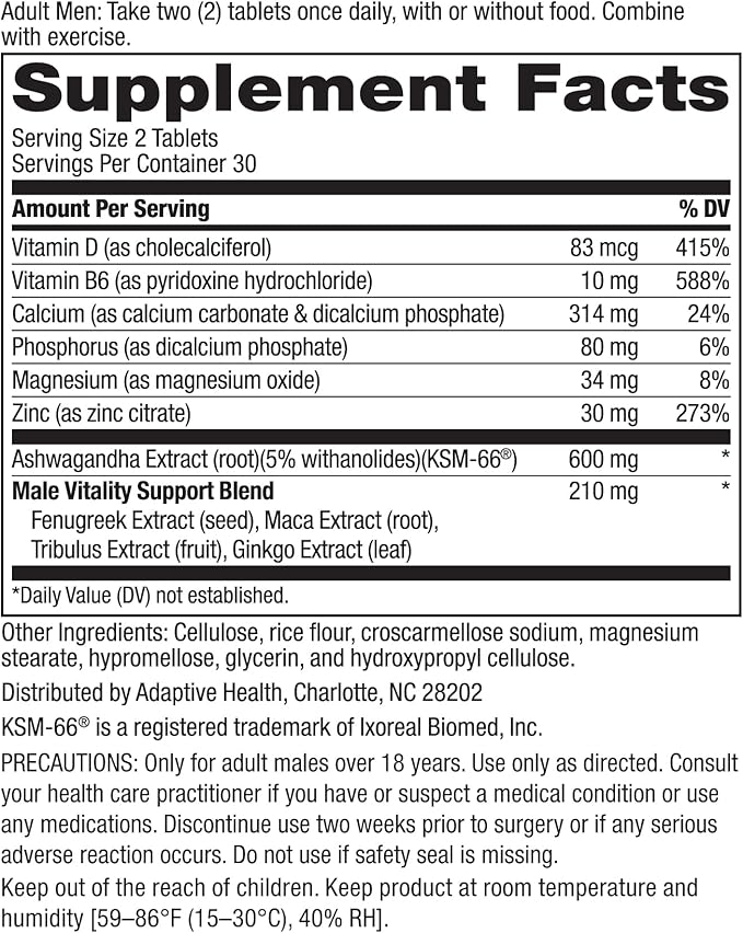 Ageless Male Free Testosterone Booster Supplement for Men, 180 Tablets