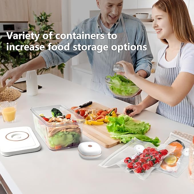Vixino Vacuum Sealer for Food, Compact Handheld Vacuum Sealer Machine with 3 Containers, Seals Liquids & All Foods, Portable for Sous Vide, Travel,Camping, Kitchen, Gifts