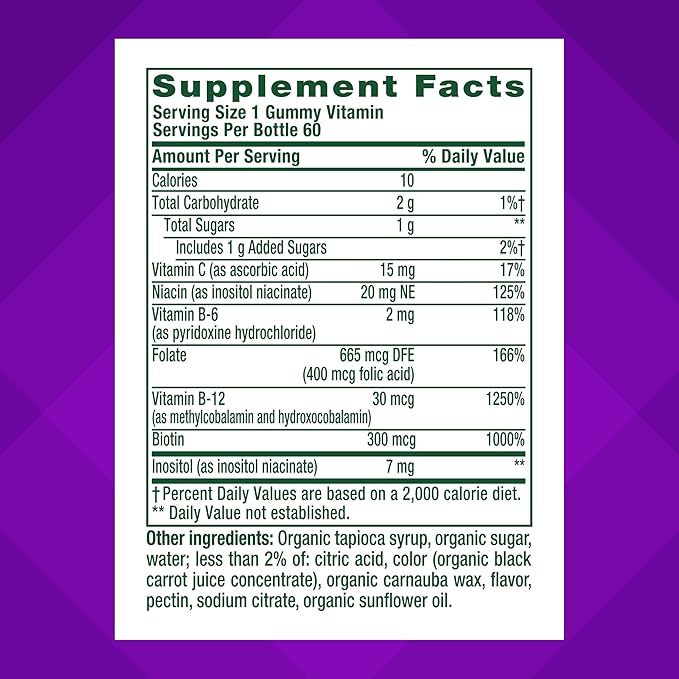 Compléments alimentaires gélifiés vitafusion B-Complex, avec 5 vitamines B pour soutenir la production d'énergie cellulaire (1), plus de la vitamine C, saveur fraise, 60 unités