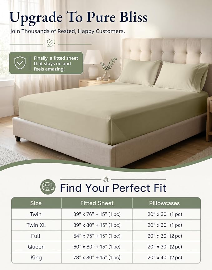 LANE LINEN King Fitted Sheet Set (No Flat Sheet) - 100% Organic Cotton Soft & Breathable Percale Weave Fitted Sheet Set for Added Comfort - 15'' Deep Pocket for Snug Fit - GOTS Certified - Linen
