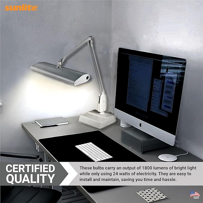 Sunlite FT24DL/830 Plug-in Twin Tube Compact Fluorescent Lamp, FT 4-Pin, 24 Watts, 1800 Lumens, 3000K Warm White, 4-Pin (2G11) Base, 120 Volts, 10 Pack