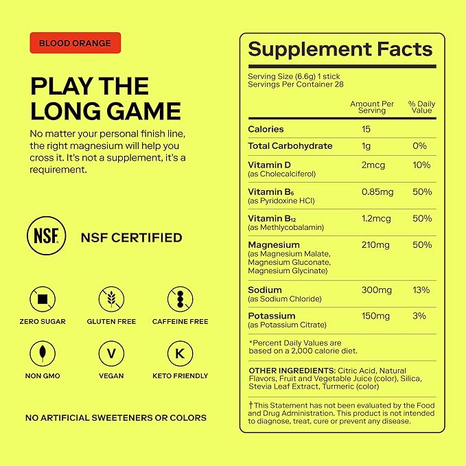 MAGNA Electrolytes Powder Drink Mix for Hydration, Energy & Focus Support with Magnesium L Threonate, Sodium, Potassium, Vitamin D, B6 & B12, Sugar Free, Blood Orange Flavor, 14 Servings