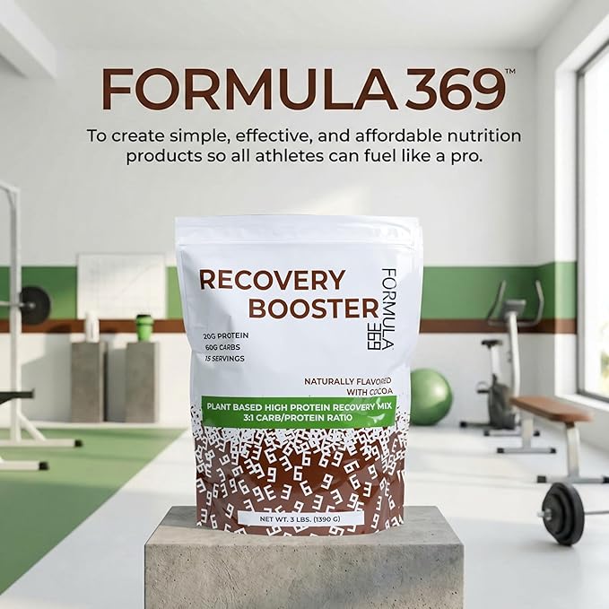 Recovery Booster – Vegan High Protein Recovery Mix – Post-Exercise Shake with 20g Protein & 60g Carbs – 3:1 Carb-to-Protein Ratio – 3 lb – Gluten & Allergen Free – Cocoa Flavor