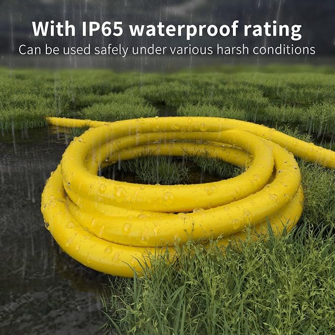 HUANCHAIN 12/3 Gauge Heavy Duty Outdoor Extension Cord 15 ft Waterproof with Lighted end, Flexible Cold-Resistant 3 Prong Electric Cord Outside, 15Amp 1875W 12AWG SJTW, Yellow, ETL