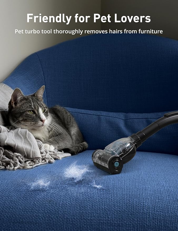 Aspiron 1700W Canister Vacuum Cleaner, 45Kpa Bagless Vacuum Cleaner, Multi-Cyclonic Filtration, 2 Anti-Allergen HEPA Filters, 3.5QT Dust Cup, 4 Tools, No Hair Tangles for Hard Floor, Pet Hair, Aqua