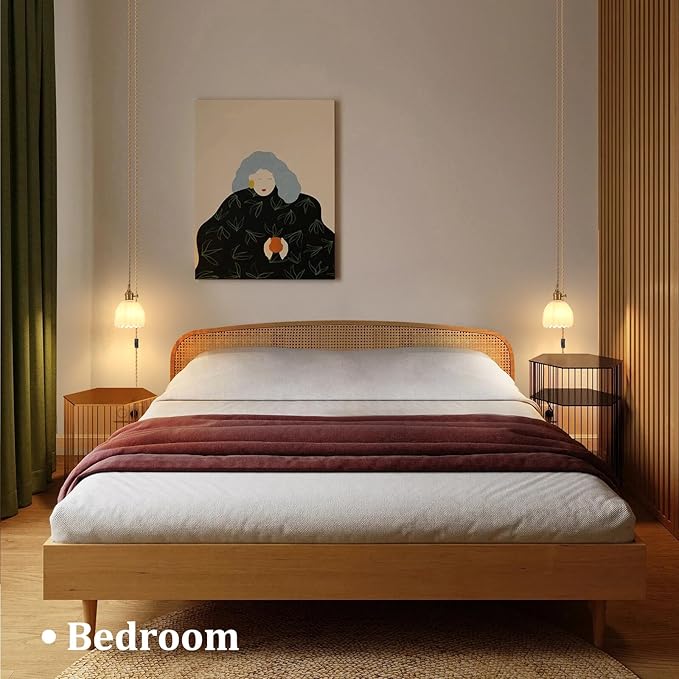 Shenmoyl Plug in Pendant Light Hanging Light Fixture Corded On/Off Switch Brass Pendant Light with White Tulip Glass Lampshade for Bedroom Living Room Kitchen Island
