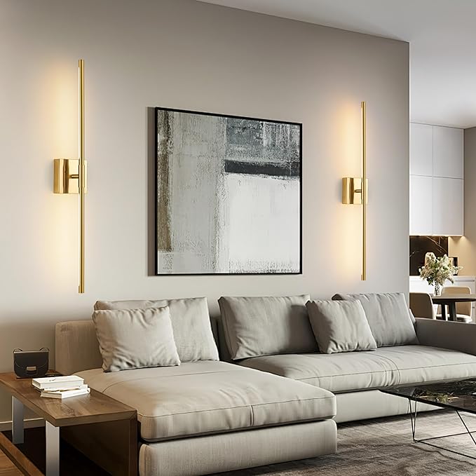 10000mAh Battery Operated Wall Sconces Set of 2, 3 Color Dimmable Rechargeable Wall Light with Remote, 30 Inch Gold Wireless Sconces Wall Decor with Timer Function for Living Room, Bedroom, TV