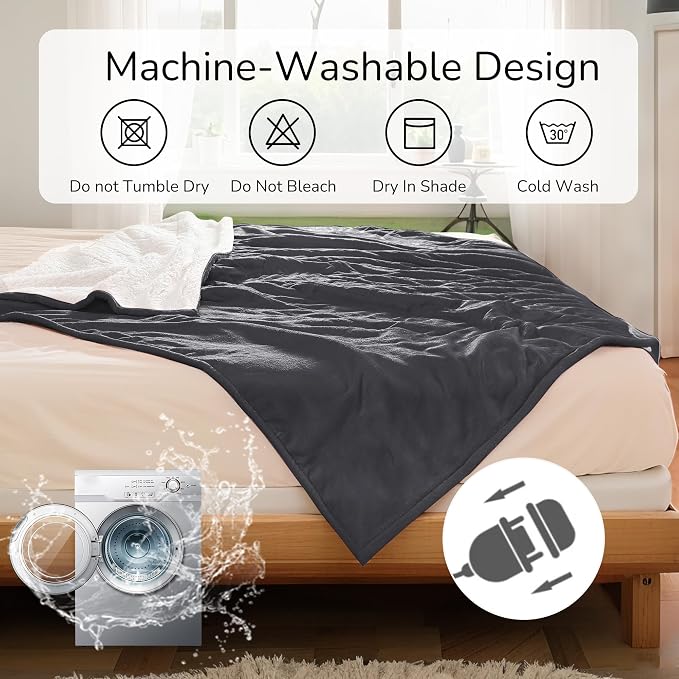 Electric Heated Blanket Queen Size 84"x90" – ETL Certified for Safe Overnight, 4 Heat Settings & 10H Auto Off, Dual-Sided Microplush Sherpa for Home Theater Night, Machine washable – Iron Gray