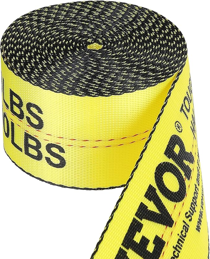 VEVOR Truck Straps, 4" x 30' Heavy Duty Tie Down w/Flat Hooks 18,000lbs Break Strength, WLL# 6000lbs, Cargo Straps tie Down for Flatbeds, Trucks, Trailers, Farms, Rescues, Tree Saver, Yellow(4 Pack)
