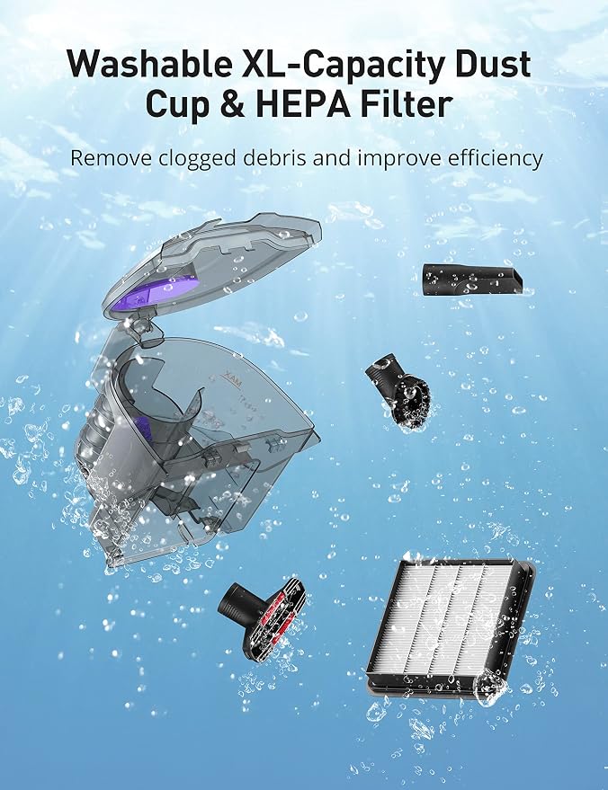 Aspiron Canister Vacuum Cleaner, 40Kpa Bagless Vacuum Cleaners, 4QT Large Dust Cup, Double HEPA Filter, Retractable Cord, 1600W Lightweight Vacuum Cleaner with 5 Tools for Hard Floors, Pearl
