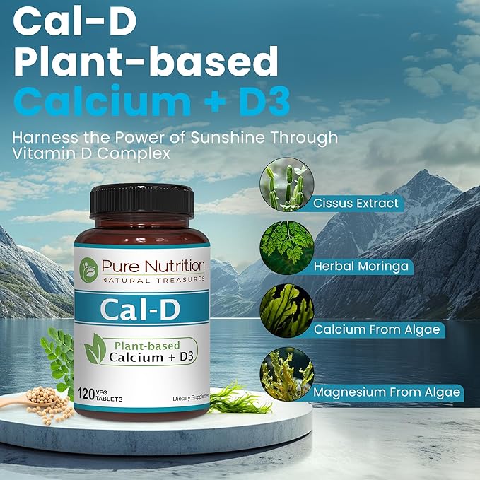 Pure Nutrition Vitamin D3 K2 + Cal-D Plant-Based Calcium | Vegan D3 from Lichen | Bundle Pack