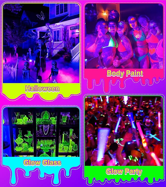 2 Pack 42W LED Black Light Bar, Blacklight with 6FT Cord+Switch+Plug, Glow in The Dark Black Lights Party Supplies,Halloween Lighting Decorations, Fluorescent Poster, Body Paint, Classroom