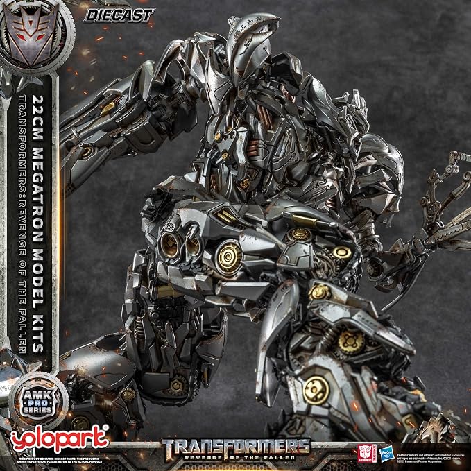 YOLOPARK Megatron Transformers Toys Revenge of the Fallen Action Figure - Diecast Version,AMK PRO Series 8.66 Inch Highly Articulated Transformers Model Kit for Ages 15 and Up,No Converting