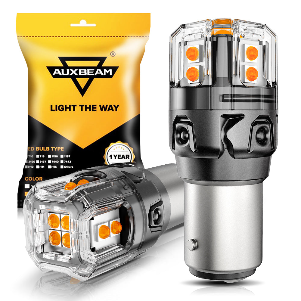 đ1157 BAY15D LED Turn Signal Light Rear/Front, Side Marker Light Bulbs 13W 500% High Brightness CAN-Bus Error Free 3000K Amber B52 Series | 2 Bulbs