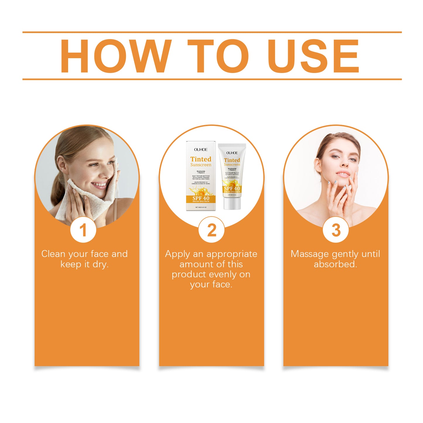OUHOE Vitamin C Protective Cream, Summer Outdoor Radiation Isolation Mild Refreshing Non-Sticky Moisturizing Protective Cream