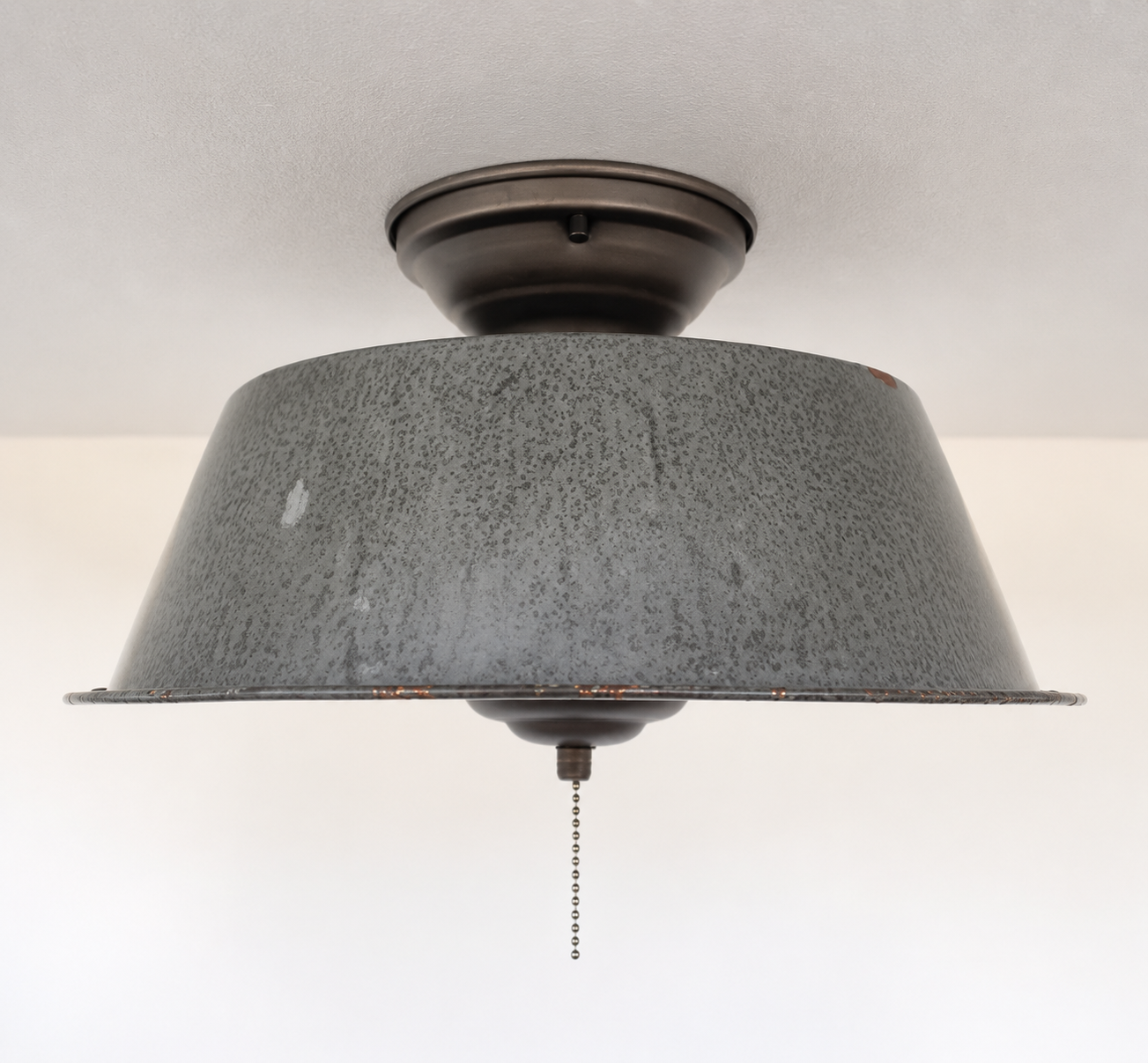 Antique FARMHOUSE GRANITEWARE Pan Ceiling Light