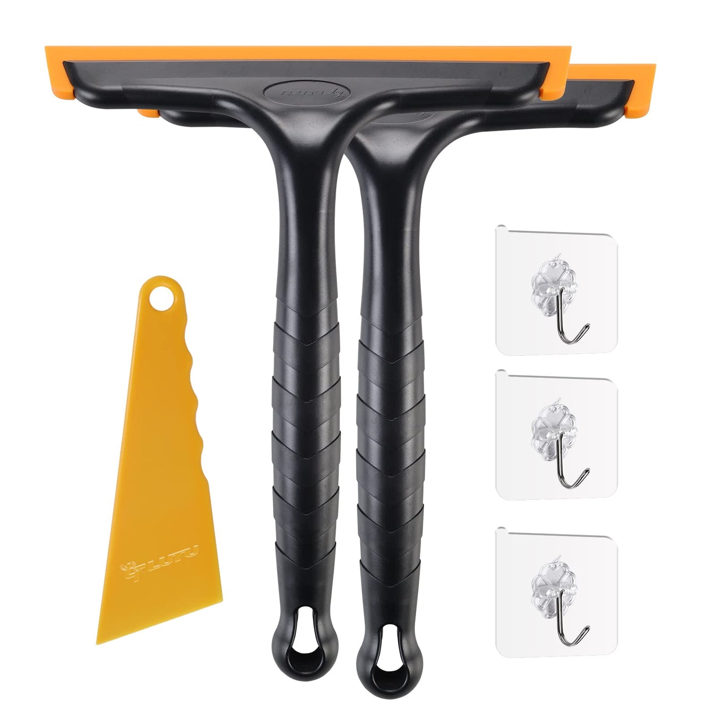 Shower Squeegee for Glass Doors Bathroom Squeegee for Shower Window Squeegee Home Bathroom Silicone Cleaner Tool Suitable for Bathroom Kitchen Tile Mirror Car Glass with 2 Adhesive Hooks