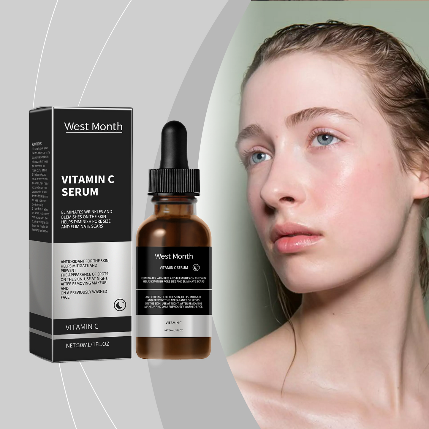 Essence Visage à la Vitamine C West&Month, Hydratante et Lissante, Teint Uniforme et Délicat