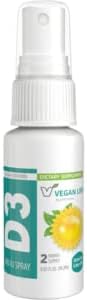 Vegan Life Nutrition ビタミンD3 5000 IU スプレーサプリメント、0.81オンス