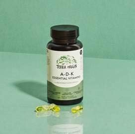 Complément vitaminique essentiel TERRA ORIGIN ADK | 60 capsules liquides | Vitamines A, D 5000 UI, K1 et K2 à haute puissance | Sans OGM, sans gluten, végétalien, fabriqué aux États-Unis